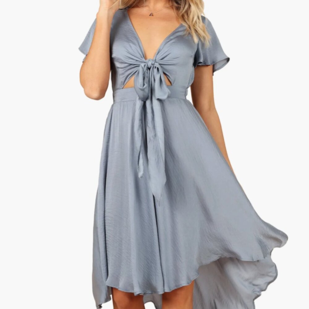 Petal and Pup Blue High Low Tie Dress